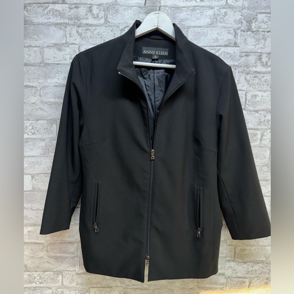 Anne Klein nylon back zipper jacket women’s 12 double zipper front pockets‎ - Picture 1 of 7